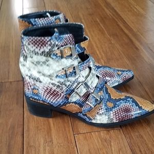 Colorful Snakeskin Booties Never Worn